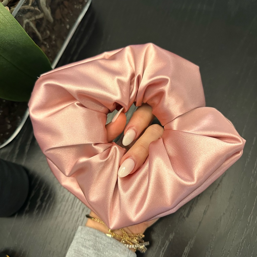 Elegant Pink Satin Scrunchie (Alo Vintage Pink color)